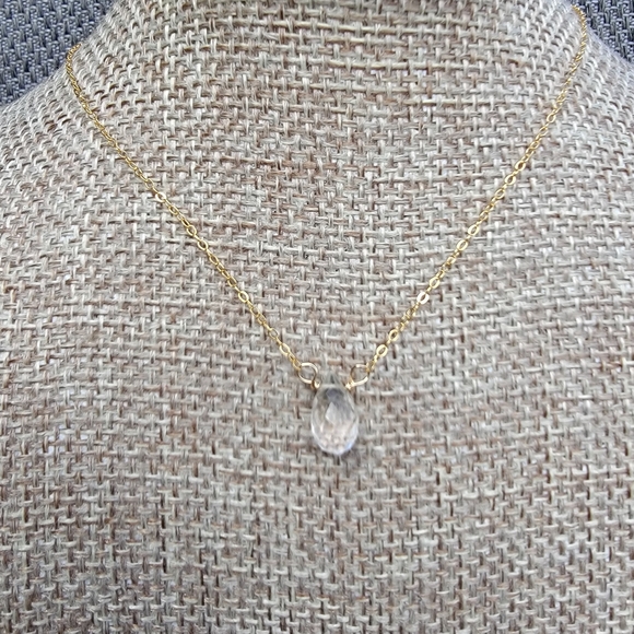 ROCK CRYSTAL QUARTZ Necklace Minimalist Crystal Gemstone - Picture 2 of 6